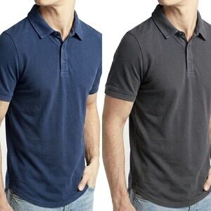 Set of 2 GOODLIFE Stretch Polo Shirts (Navy + Black)